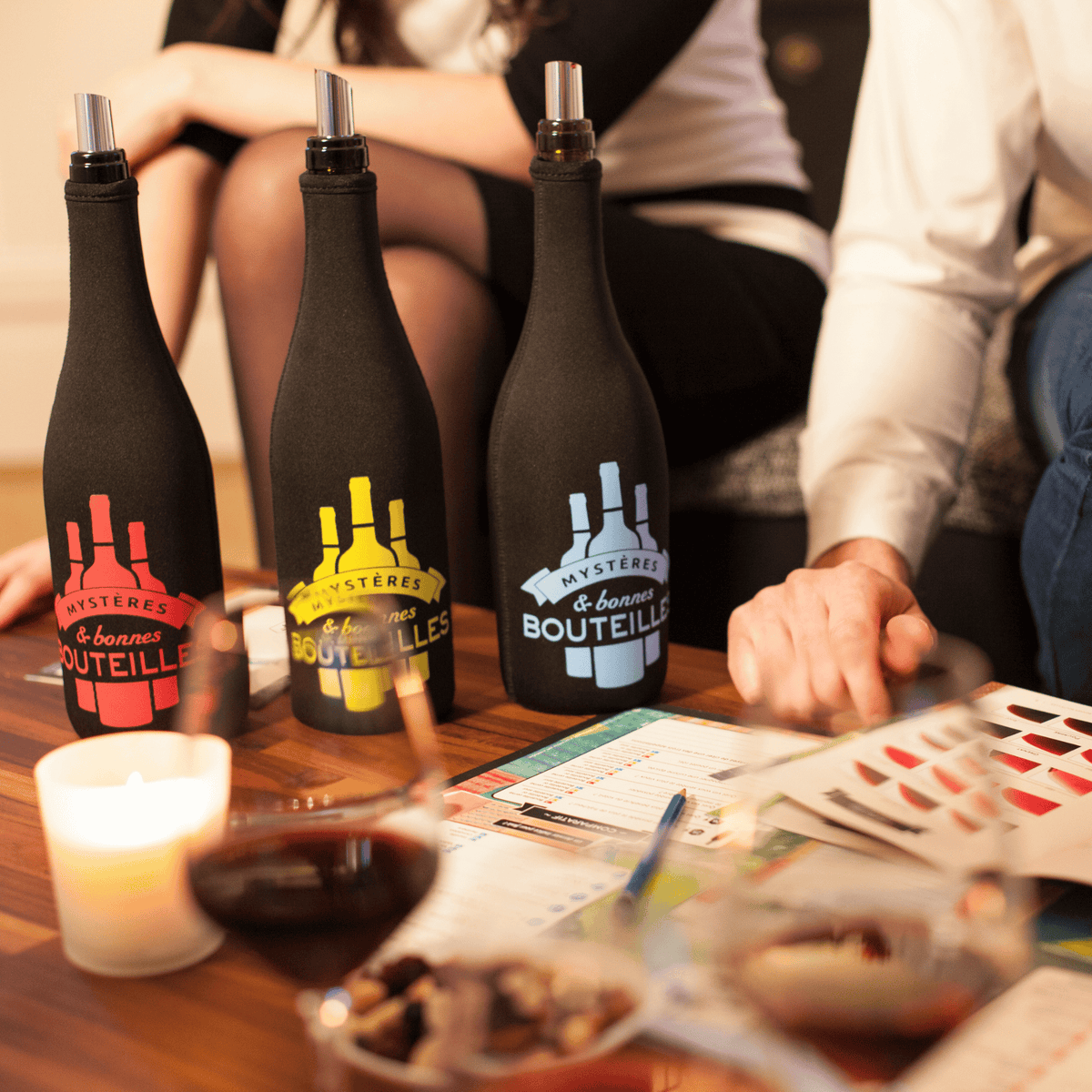 Soirée jeu de dégustation de vin avec les 3 bouteilles mystères