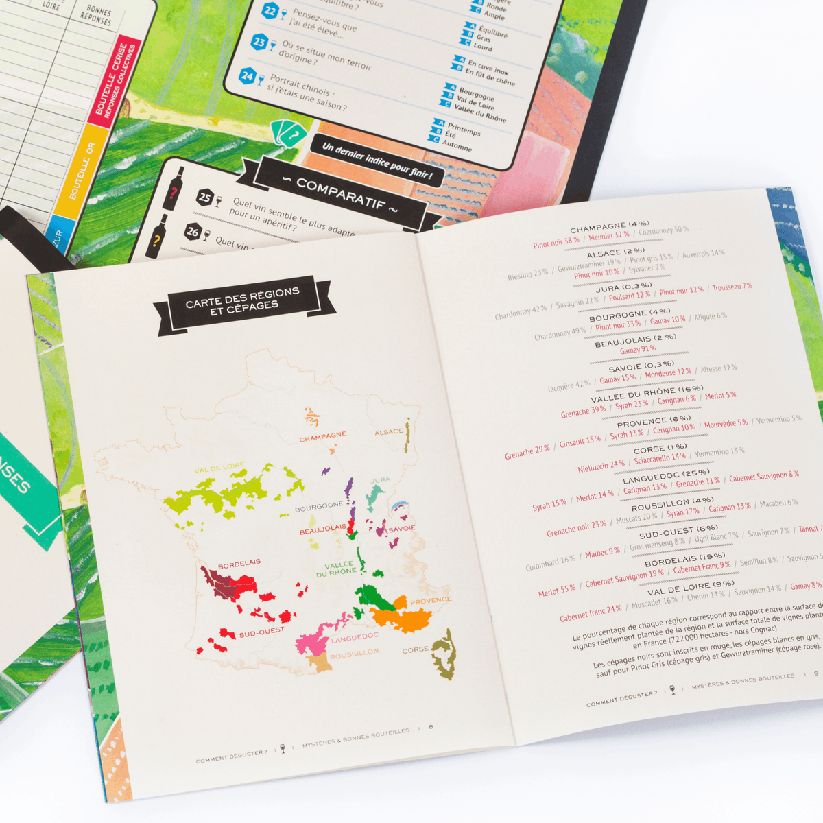 Carte des régions et cépages du livret Comment déguster ?