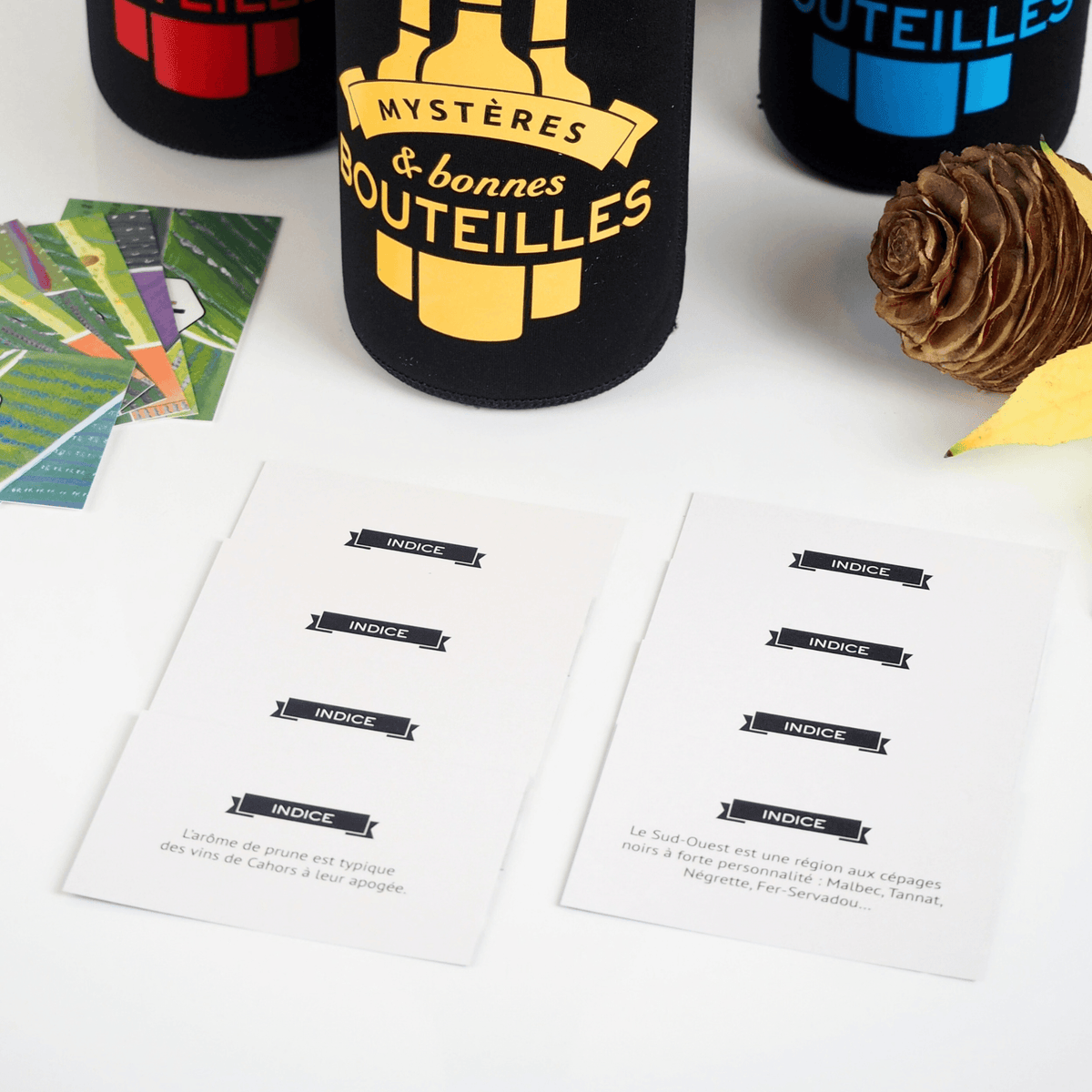 Les cartes indices du jeu de dégustation de vin